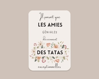 Annonce Grossesse Tata, Magnifique Carte, Carte pour Amie qui devient Tata, Annonce Tata Originale, Carte future Tatie, Souvenir Future Tata