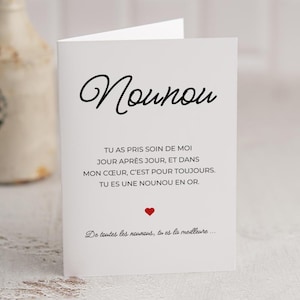 Carte pour Nounou - Remerciement - Fin d'Année - Anniversaire - Carte Pour Toi Nounou - Personnalisable