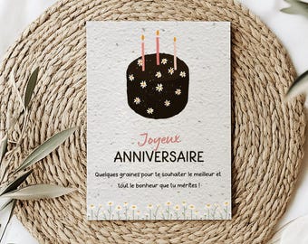 Carte à planter Anniversaire - Carte Joyeux Anniversaire - Graines à planter - Papier Ensemencé - Cadeau Original - Anniversaire