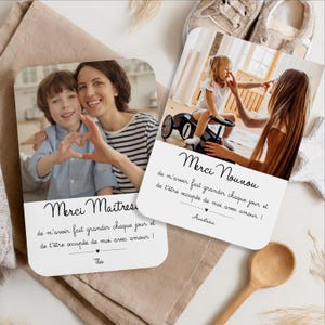 Carte Merci avec Photo, Merci Nounou, Souvenirs Maîtresse, Carte Originale, Qualité Professionnelle, Remerciement Enfant image 3