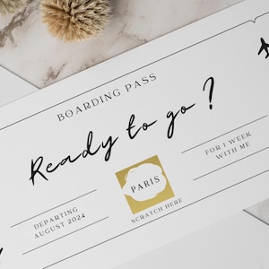 Boarding Pass Personnalized,  Carte Chic et élégante, Carte Personnalisable Originale, Billet d'embarquement, Cadeau Surprise