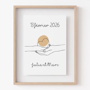 Póster de pareja personalizado, fecha y nombres, Aniversario de boda, Regalo PACS, Día de San Valentín, Regalo de pareja personalizable
