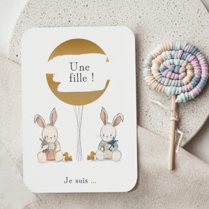 Personalized Scratch Card, Gender Reveal, Bunny, Girl or Boy, Baby Girl Announcement, Baby Boy Announcement, Beautiful Souvenir Card