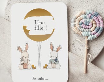 Carte à gratter personnalisé, Gender Reveal, Lapinou, Fille ou Garçon, Annonce Bébé Fille, Annonce Bébé Garçon, Magnifique Carte Souvenir