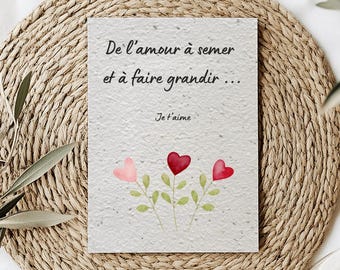Tarjeta plantable Te quiero, Mensaje de amor, Regalo original, Tarjeta para cultivar, Semillas para sembrar, Regalo para pareja, Tarjeta de amor