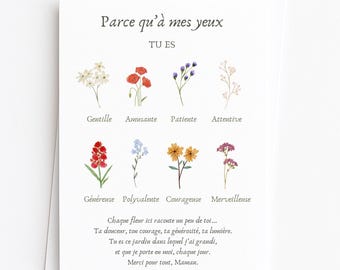 Mother's Day Flower Card - Mother's Day - Herbarium Flowers - Thank You Card - Gift Card - Mother's Birthday - Gift for Mother