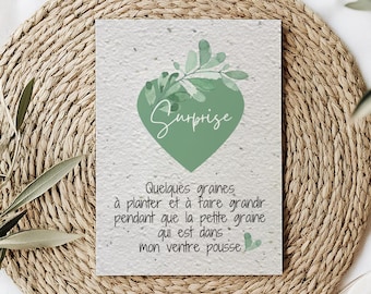 Cartão plantável para anúncio de gravidez, flores silvestres, sementes de bebê para plantar, anúncio original, vamos ter um bebê, sementes para semear
