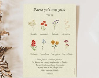 Blumenkarte für Oma - Anpassbarer Vorname - Herbarium Blumen - Dankeskarte - Geschenkkarte - Geburtstag der Oma - Großmuttertag