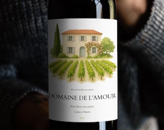 étiquette bouteille personnalisable - Etiquette annonce - Etiquette à coller sur bouteille - Annonce de Mariage ou Demande de pacs