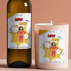 Étiquette à coller - Grande Sœur - Annonce Bébé - Annonce originale à garder en souvenir pour la grande sœur - Super Héro