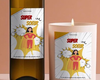 Étiquette à coller - Grande Sœur - Annonce Bébé - Annonce originale à garder en souvenir pour la grande sœur - Super Héro