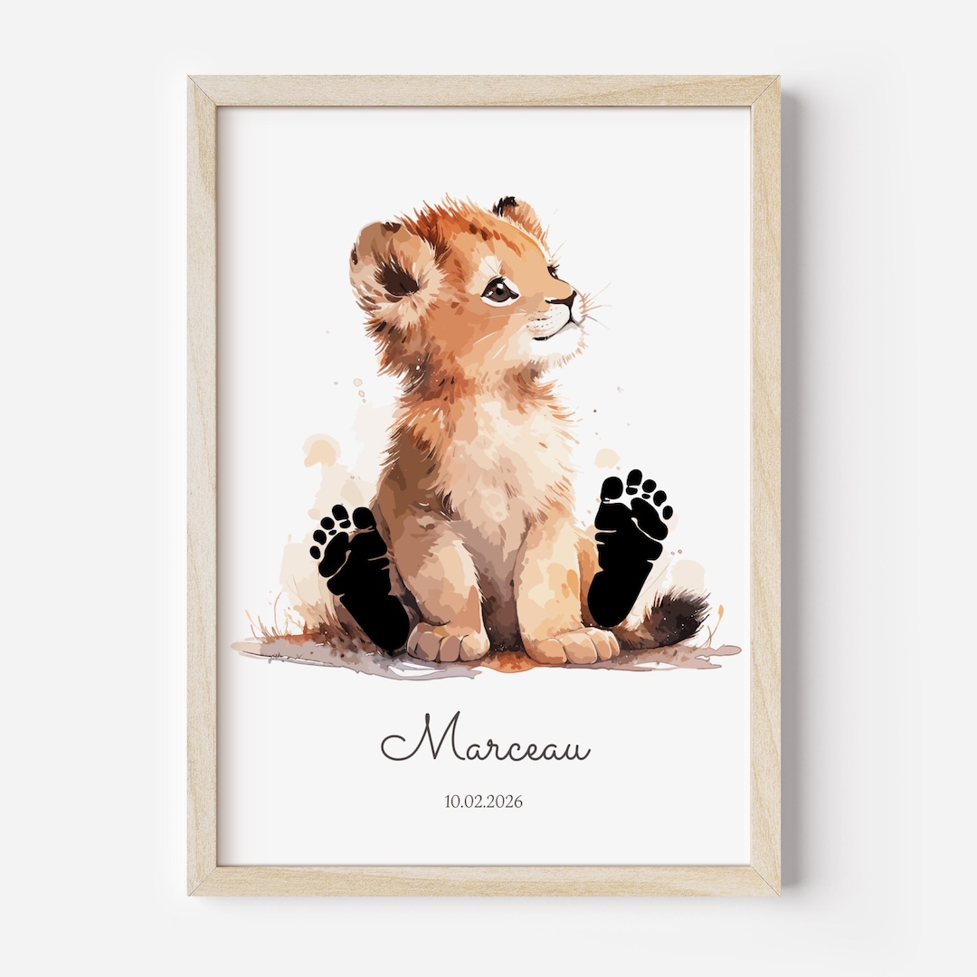 Cub Footprint Lion Cub Footprint Poster, Baby Footprint, Baby Print, Personalized ...