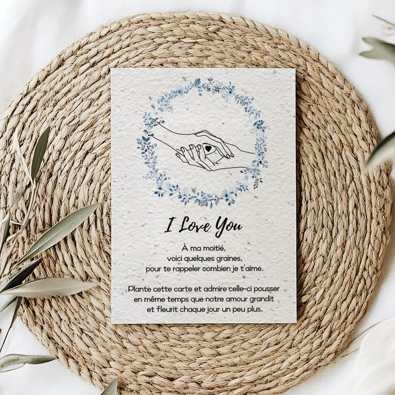 I Love You Plantable Card Say I Love You With Basil Seeds Valentine's