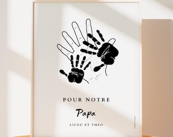 Customizable Handprint Poster - Father's Day - Gift for Dad - Baby and Child Handprint - Frameless Poster
