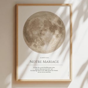Póster personalizado beige y chic de la luna - Luna de la fecha - Póster de la luna del día - Regalo de nacimiento - Regalo de boda - SIN MARCO