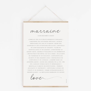 Póster de regalo para madrina - Definición de madrina - Regalo conmovedor y emotivo - Minimalista y elegante - Decoración para madrinas - Sin marco