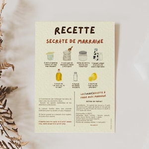 Carte Marraine Recette Secrète - Une Fausse et une Vraie recette de Gâteau au Yaourt Cachée - Concept Original à Offrir