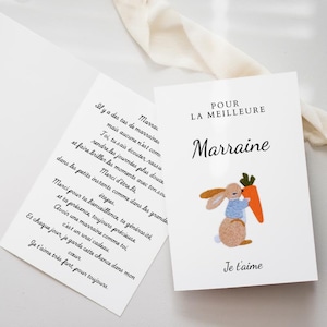 Tarjeta de Madrina Personalizable - Conejo Bordado - Texto Personalizado - Gracias Madrina - Regalo para Tía o Madrina - Tarjeta Premium