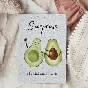 Carte à planter grossesse, carte avocat, graines Fleurs Sauvages ou basilic, carte à planter pour annonce bébé annonce, carte ensemencée image 2