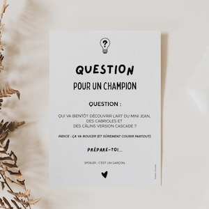C'est un Garçon - Façon Question pour un Champion - Carte Originale - Annonce Garçon Bébé - Plusieurs Versions au choix