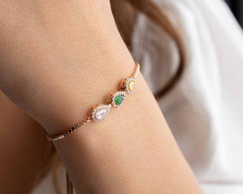 Custom Family Birthstone Bracelets Dainty Bracelet for Etsy