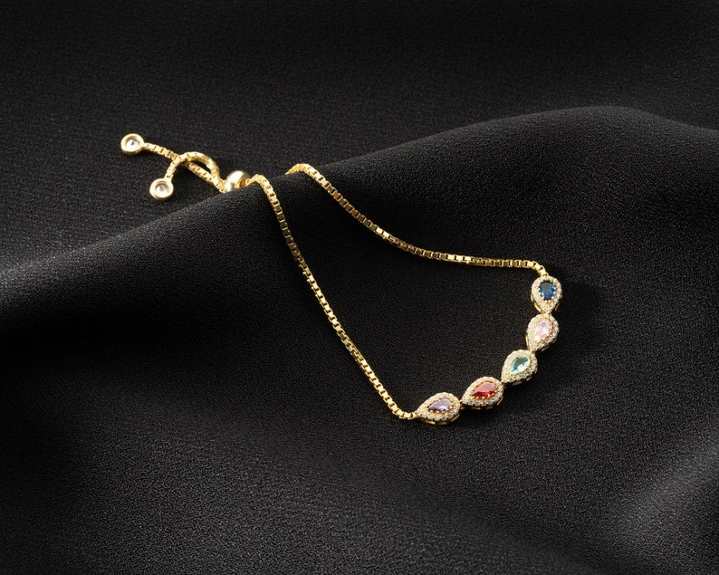 Custom Family Birthstone Bracelets Dainty Bracelet for Etsy