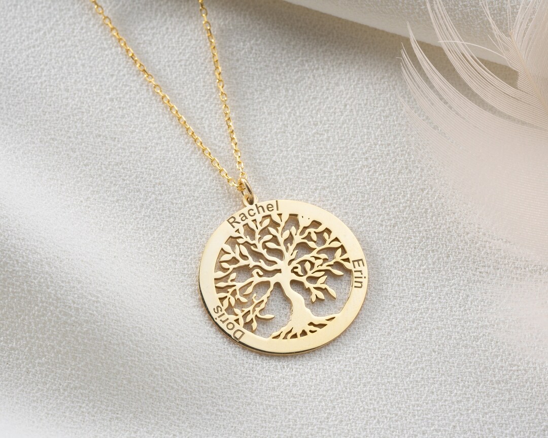 Personalized Life Tree Necklace for Mom, Family Members Name Necklace