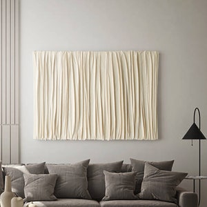 Fabric Textured Painting, White Plaster Wall Art