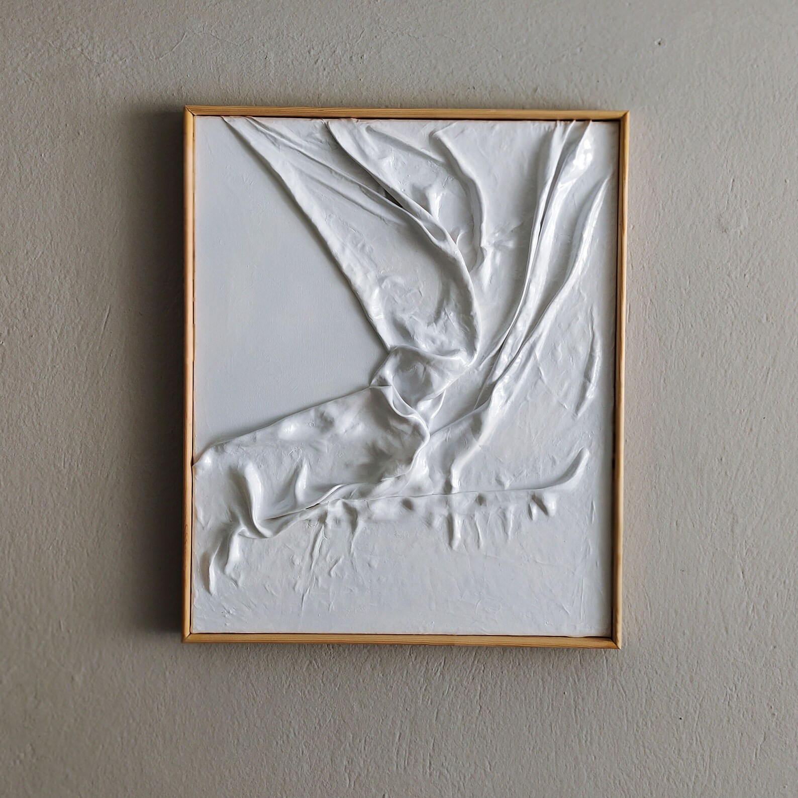 White Plaster Wall Art, Handmade Fabric Textured Painting Etsy