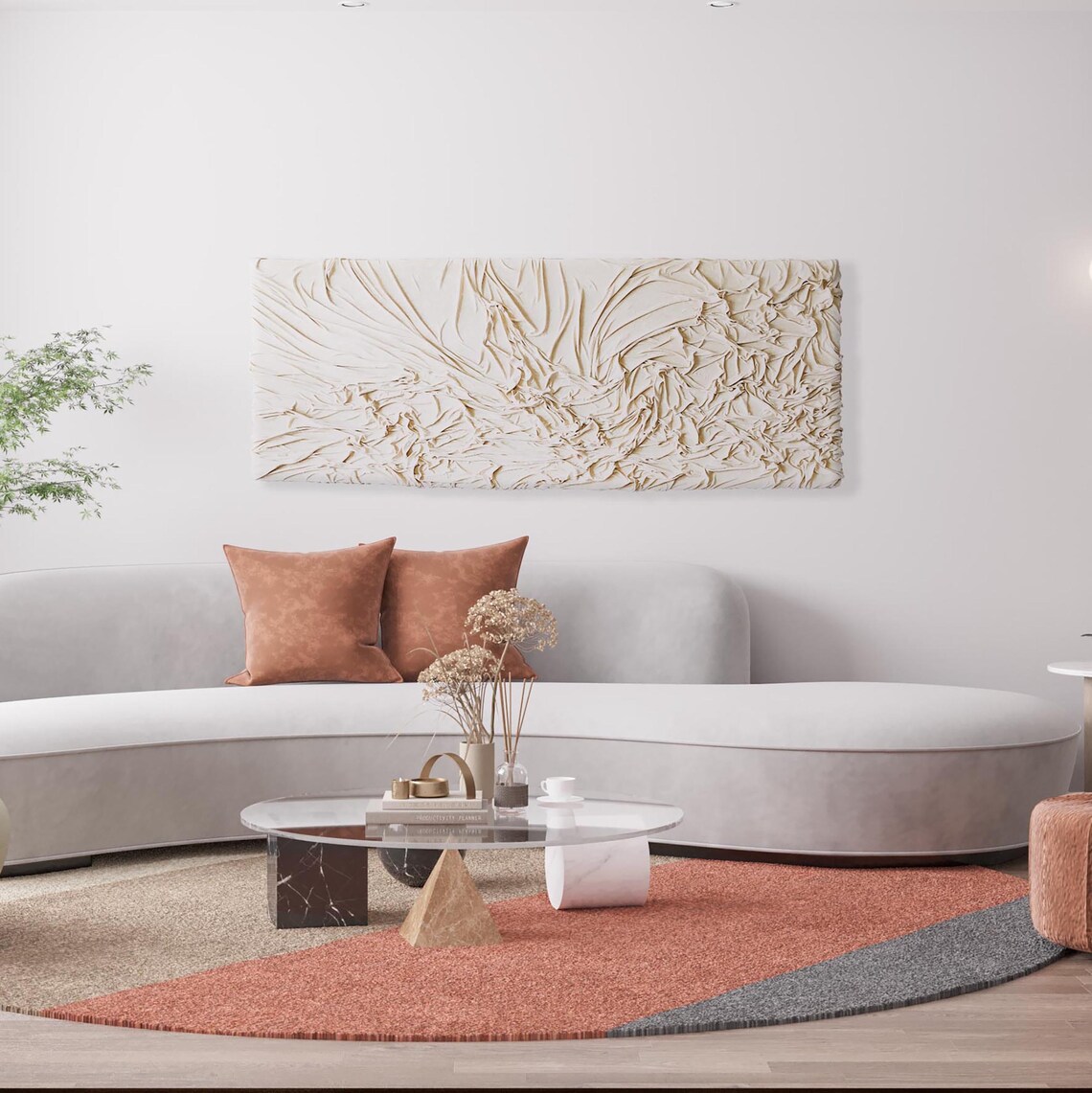 Original White Fabric Textured Abstract Canvas Painting Large Etsy