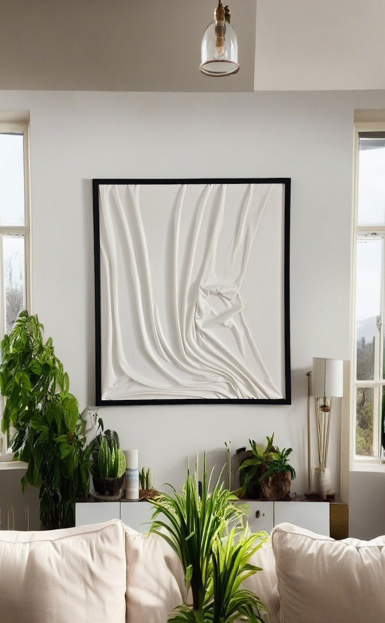 Handmade Fabric Textured, Painting White Plaster Wall Art Etsy