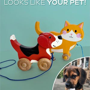 Personalized Wooden Dog or Cat Wood Pull Toy