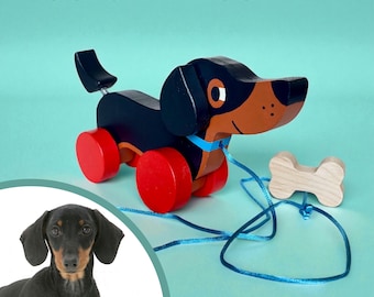 Personalized Dachshund Wood Pull Toy