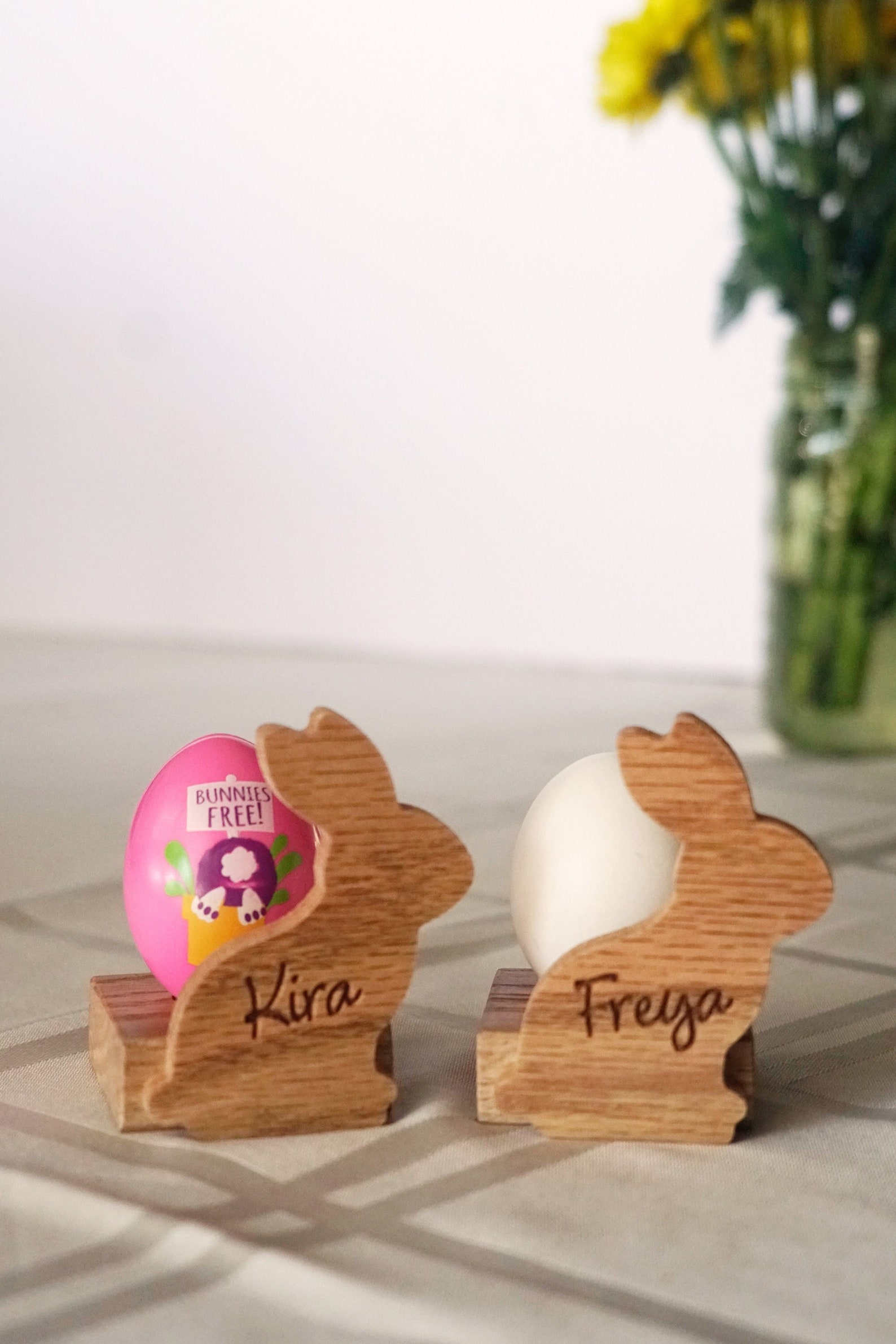 Personalized Wooden Easter Bunny Egg Cups