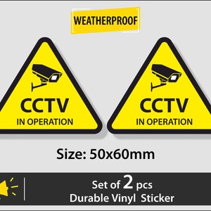 CCTV in Operation | set of 2pcs | Weatherproof Sticker | Security | Camera | Warning