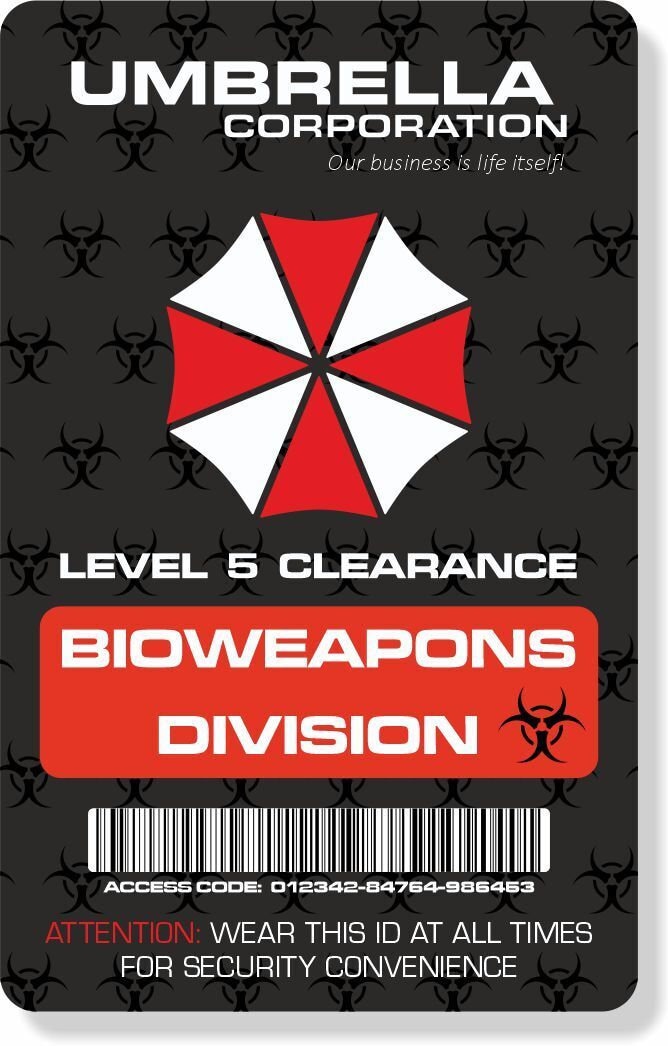 Umbrella Corporation ID Card & Lanyard Resident Evil Zombie Movie