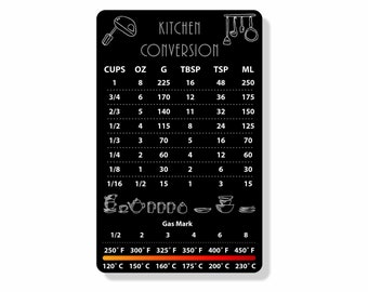 Kitchen Conversions Chart | Magnet Fridge | Cooking Aid Baker Guide