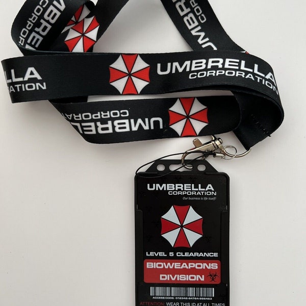 Umbrella Corporation ID Karte & Schlüsselband Resident Evil Zombie Movie Professional Bedruckt | Halloweens