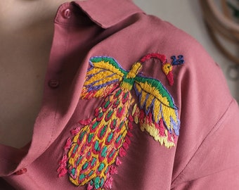 Reworked embroidered vintage blouse based on a child drawing