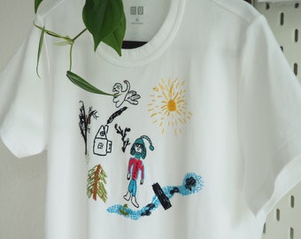 Hand embroidered T-Shirt based on a child drawing