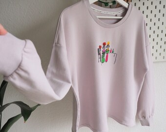 Hand embroidered sweatshirt children's drawing hoodie