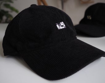 corduroy cap with hand embroidery