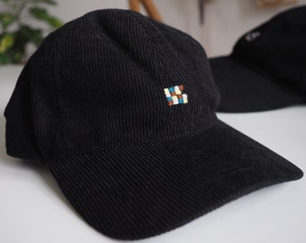 corduroy cap with hand embroidery