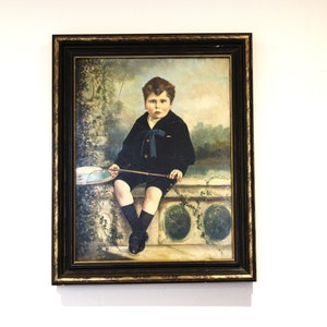 Victorian Large Original Oil Portrait of a Boy / 19th Century Portrait / Victorian Portrait