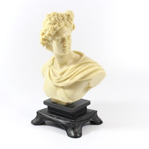Vintage Alabaster Bust of Apollo on a Wooden Base