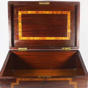 Antique Mahogany Wooden Box / Wood Inlay Large Box / Jewellery Box / Document Box