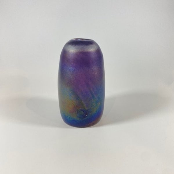 Iridescent Signed Glass Vase by L.A. Studios, 2000