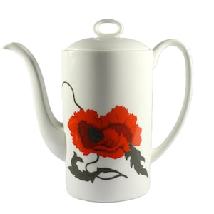 Vintage Susie Cooper for Wedgwood &#39;Cornpoppy&#39; Coffee Pot and Lid / Circa 1970s