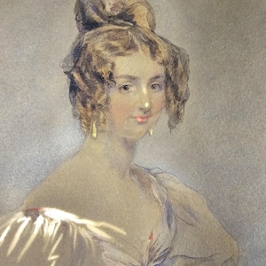 Antique Victorian Large Portrait of a Lady (named and details on back) / 19th Century Portrait / Antique Watercolour / Antique Portrait