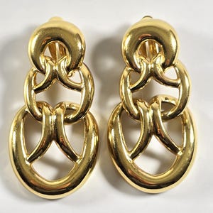 Givenchy Paris New York 1980s Vintage Clip-on Earrings / Designer Jewellery / Gold Plated Earrings